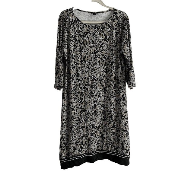 J. Jill Dresses & Skirts - J Jill Wearever Collection Women L Black/Tan Floral Shark Bite Hem Shift Dress